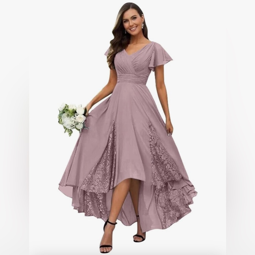 Elegant Mauve High Low Dress